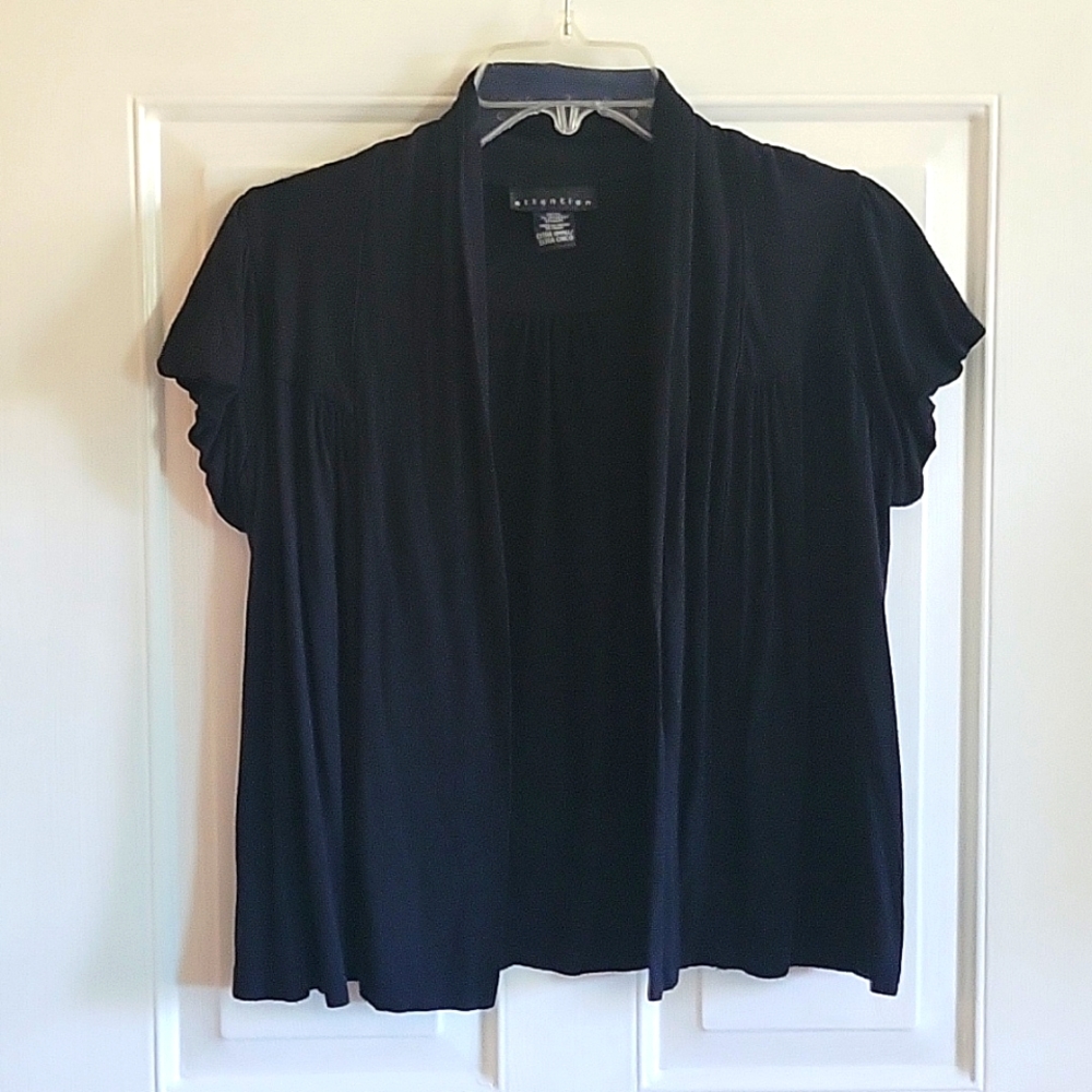 Black Attention Shoet Sleeve Cardigan